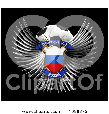Clipart 3d Winged Russia Shield And Soccer Ball - Royalty Free CGI Illustration by stockillustrations