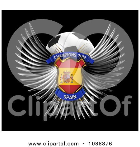 Clipart 3d Winged Spain Shield And Soccer Ball - Royalty Free CGI Illustration by stockillustrations
