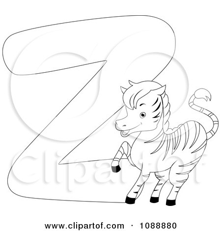 Clipart Outlined Z Is For Zebra Coloring Page - Royalty Free Vector Illustration by BNP Design Studio