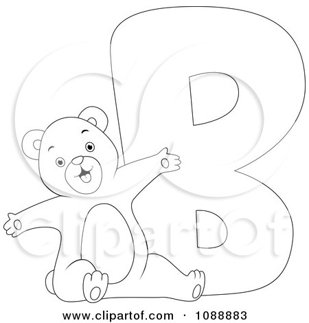 Clipart Outlined B Is For Bear Coloring Page - Royalty Free Vector Illustration by BNP Design Studio