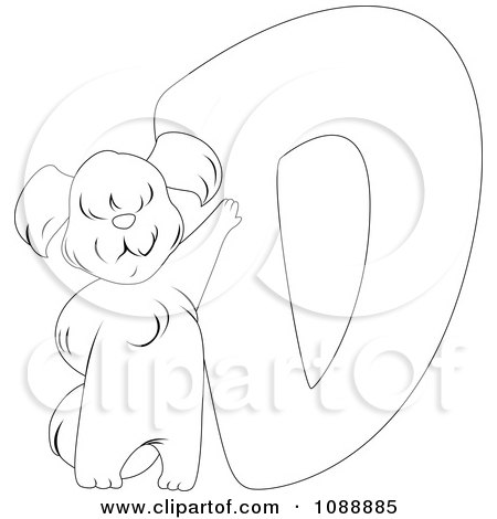 Clipart Outlined D Is For Dog Coloring Page - Royalty Free Vector Illustration by BNP Design Studio