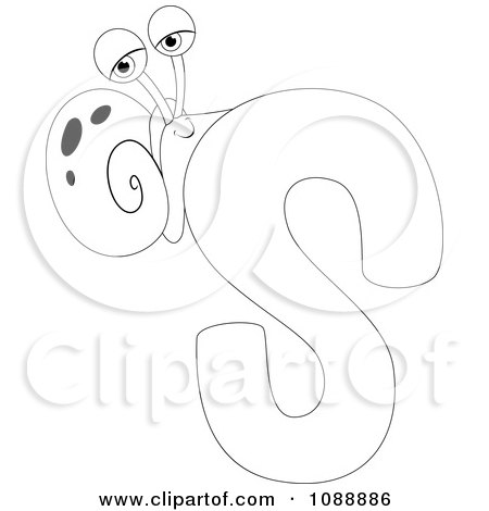 Clipart Outlined S Is For Snail Coloring Page - Royalty Free Vector Illustration by BNP Design Studio