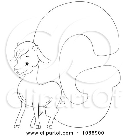 Clipart Outlined G Is For Goat Coloring Page - Royalty Free Vector Illustration by BNP Design Studio