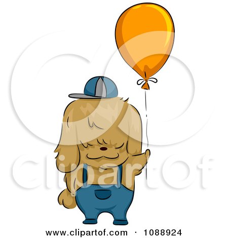 Clipart  Rear View Of A Shih Tzu Dog Holding A Balloon - Royalty Free Vector Illustration by BNP Design Studio