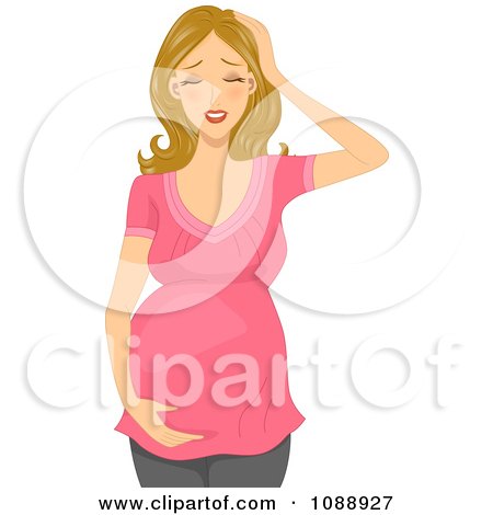 Clipart Pregnant Woman With A Headache - Royalty Free Vector Illustration by BNP Design Studio