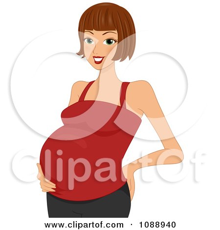 Clipart Beautiful Pregnant Woman In A Red Tank Top - Royalty Free Vector Illustration by BNP Design Studio