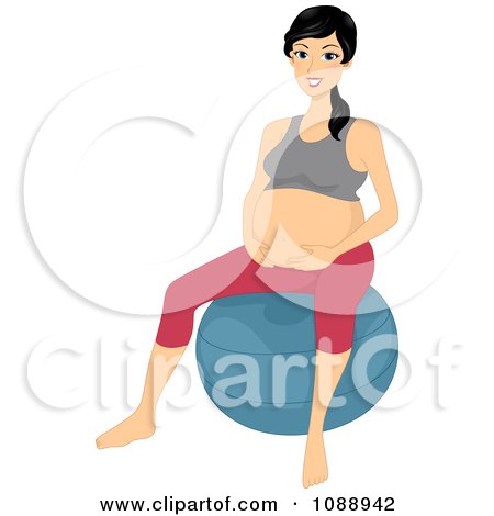 Clipart Pregnant Woman Sitting On An Exercise Ball - Royalty Free Vector Illustration by BNP Design Studio