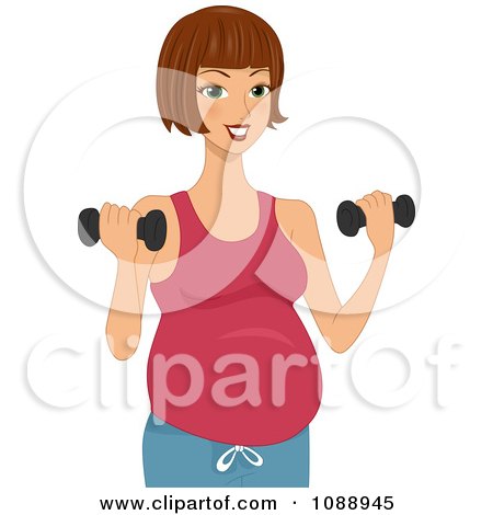 Clipart Pregnant Woman Lifting Dumbbells - Royalty Free Vector Illustration by BNP Design Studio