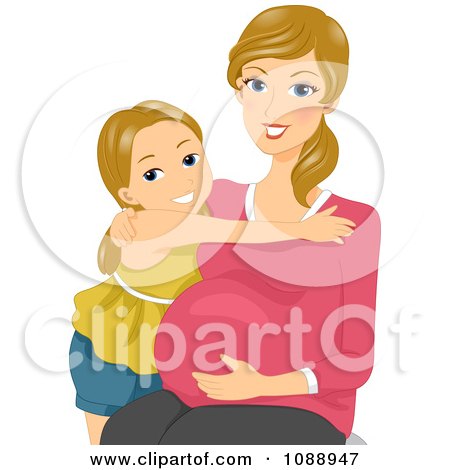 Clipart Beautiful Pregnant Woman Embracing Her Daughter - Royalty Free Vector Illustration by BNP Design Studio
