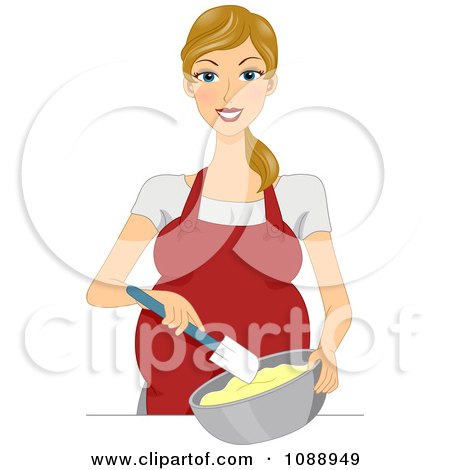Clipart Beautiful Pregnant Woman Baking - Royalty Free Vector Illustration by BNP Design Studio