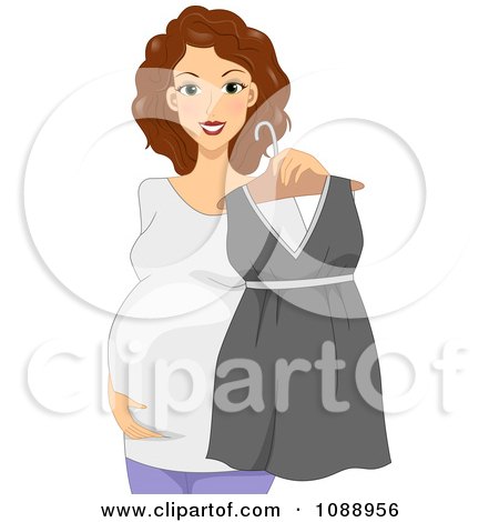 Clipart Pregnant Woman Holding A Dress - Royalty Free Vector Illustration by BNP Design Studio