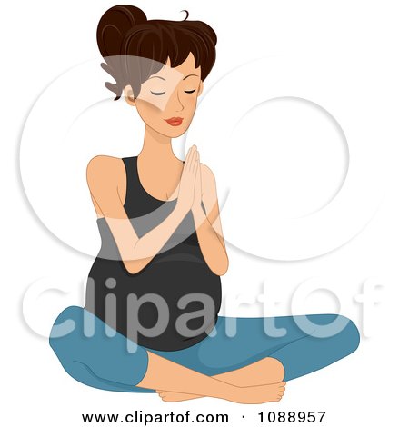 Clipart Pregnant Woman Meditating - Royalty Free Vector Illustration by BNP Design Studio