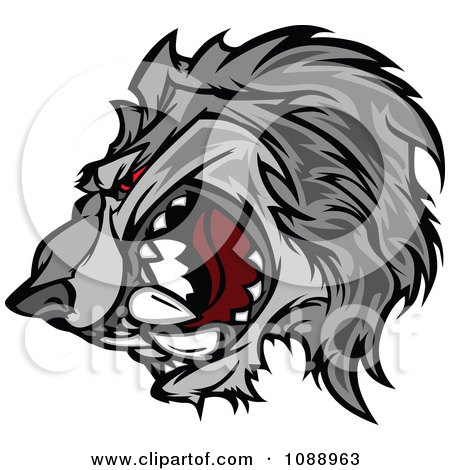 Clipart Aggressive Wolf Mascot - Royalty Free Vector Illustration by Chromaco