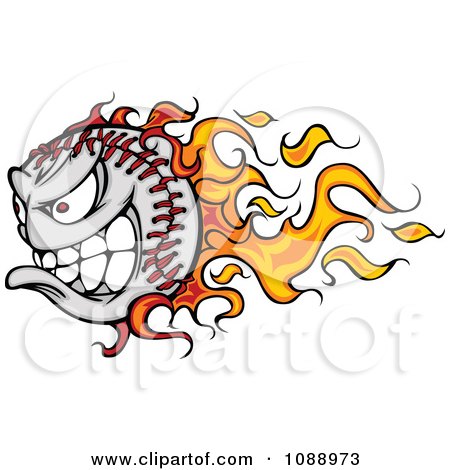 Clipart Tough Flaming Baseball Mascot - Royalty Free Vector Illustration by Chromaco
