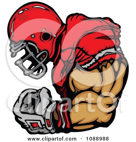 Clipart Strong Football Player Flexing - Royalty Free Vector Illustration by Chromaco