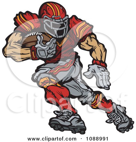 Clipart Strong Football Runningback Playe - Royalty Free Vector Illustration by Chromaco