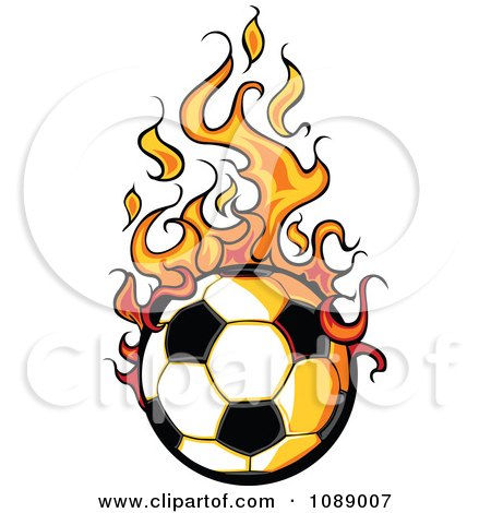 Clipart Fiery Soccer Ball - Royalty Free Vector Illustration by Chromaco