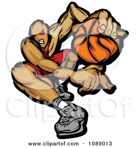 Clipart Strong Demonic Basketball Player Dribbling - Royalty Free Vector Illustration by Chromaco