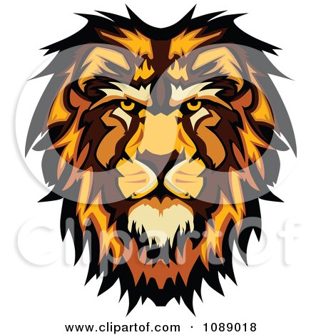 Clipart Male Lion Mascot Face - Royalty Free Vector Illustration by Chromaco
