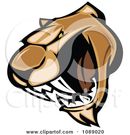 Clipart Aggressive Cougar Mascot Face - Royalty Free Vector Illustration by Chromaco