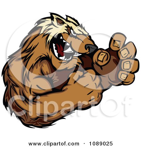 Clipart Wolverine Mascot Fighting - Royalty Free Vector Illustration by Chromaco