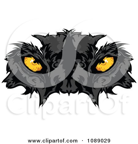 Clipart Yellow Black Panther Mascot Eyes - Royalty Free Vector Illustration by Chromaco