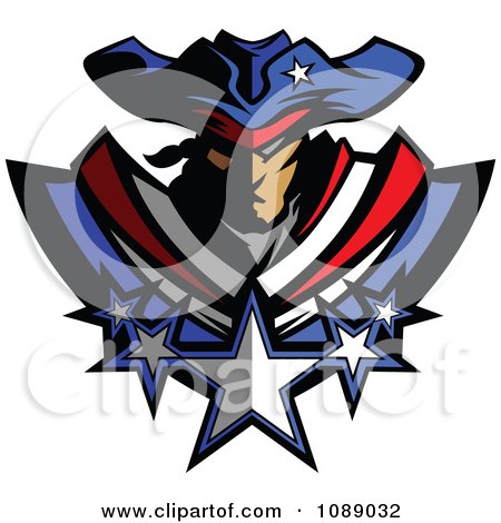 Clipart Battle Patriot Mascot With Stars - Royalty Free Vector Illustration by Chromaco