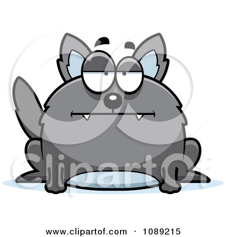 Clipart Chubby Bored Gray Wolf - Royalty Free Vector Illustration by Cory Thoman