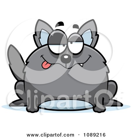 Clipart Chubby Drunk Gray Wolf - Royalty Free Vector Illustration by Cory Thoman