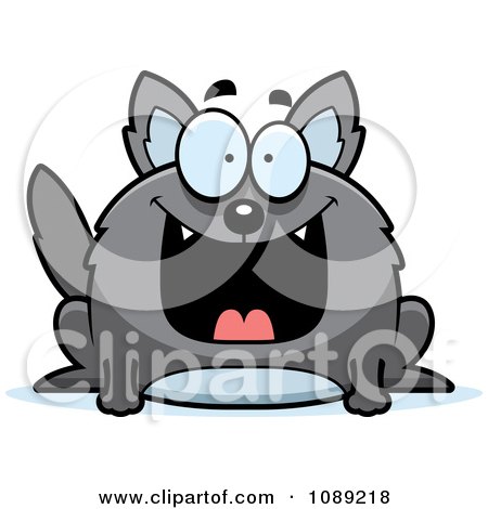 Clipart Chubby Grinning Gray Wolf - Royalty Free Vector Illustration by Cory Thoman