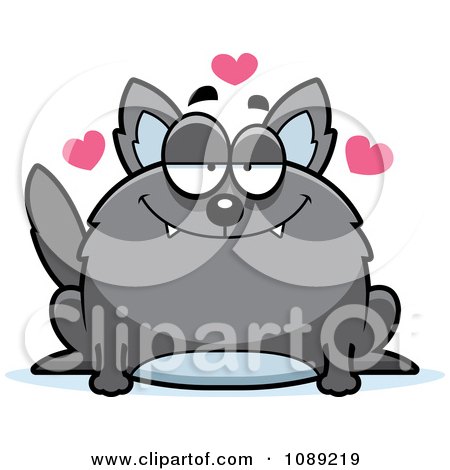 Clipart Chubby Infatuated Gray Wolf - Royalty Free Vector Illustration by Cory Thoman