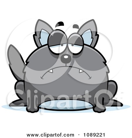 Clipart Chubby Sad Gray Wolf - Royalty Free Vector Illustration by Cory Thoman