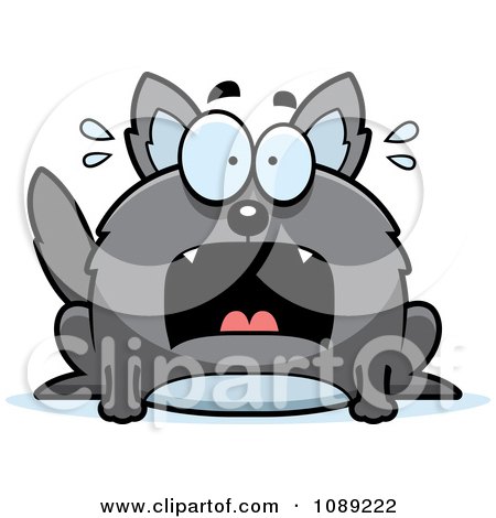 Clipart Chubby Scared Gray Wolf - Royalty Free Vector Illustration by Cory Thoman