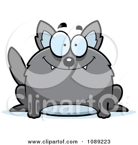 Clipart Chubby Smiling Gray Wolf - Royalty Free Vector Illustration by Cory Thoman