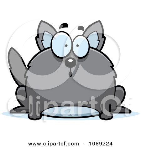 Clipart Chubby Surprised Gray Wolf - Royalty Free Vector Illustration by Cory Thoman