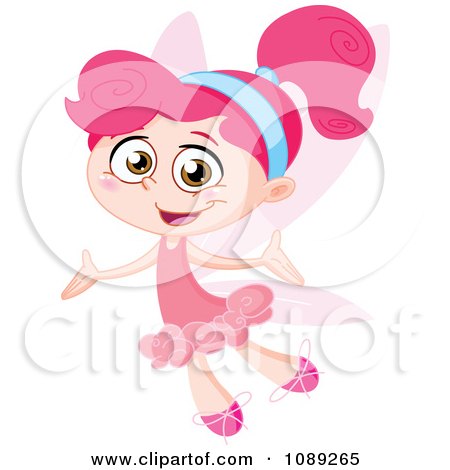 Clipart Joyful Pink Fairy Flying - Royalty Free Vector Illustration by yayayoyo