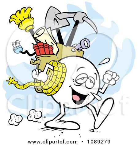 Clipart Tired Moodie Character With A Bag Of Gear - Royalty Free Vector Illustration  by Johnny Sajem