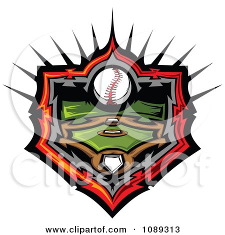 Clipart Baseball Over A Field - Royalty Free Vector Illustration by Chromaco