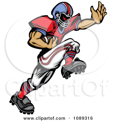 Clipart Football Player Mascot Running With The Ball - Royalty Free Vector Illustration by Chromaco