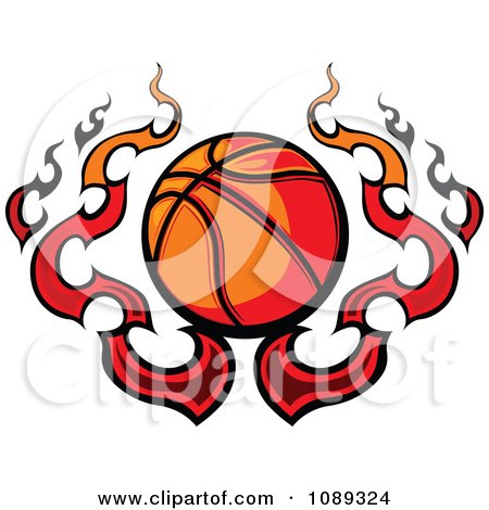 Clipart Basketball With Flames - Royalty Free Vector Illustration by Chromaco