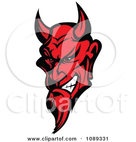 Clipart Sinful Devil Mascot Face - Royalty Free Vector Illustration by Chromaco