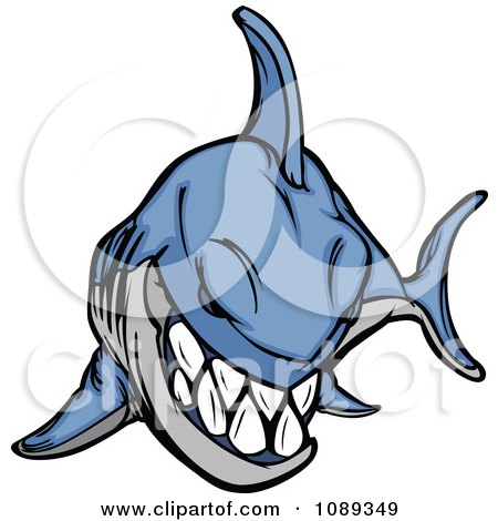 Clipart Bad Blue Shark Mascot - Royalty Free Vector Illustration by Chromaco