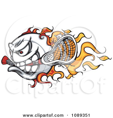 Clipart Flaming Lacrosse Ball Mascot - Royalty Free Vector Illustration by Chromaco