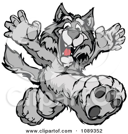 Clipart Happy Wolf Mascot Running Upright - Royalty Free Vector Illustration by Chromaco