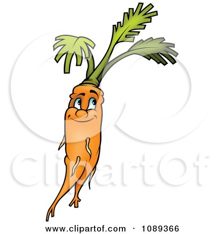 Clipart Happy Organic Carrot With Tops And Roots - Royalty Free Vector Illustration by dero