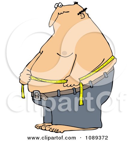 Clipart Caucasian Man Measuring His Belly Fat - Royalty Free Vector Illustration by djart