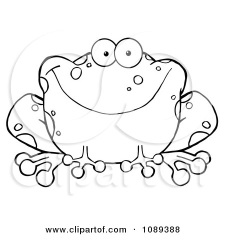 Clipart Outlined Speckled Toad Smiling - Royalty Free Vector Illustration by Hit Toon