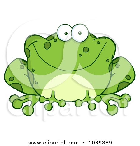 Clipart Speckled Green Toad Smiling - Royalty Free Vector Illustration by Hit Toon