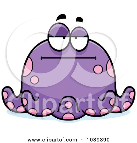 Clipart Chubby Bored Purple Octopus - Royalty Free Vector Illustration by Cory Thoman
