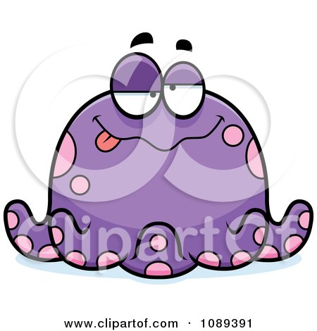 Clipart Chubby Drunk Purple Octopus - Royalty Free Vector Illustration by Cory Thoman